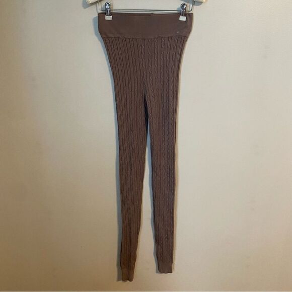 Love Tree Leggings Cable Knit Brown Tan Neutral Casual Trendy - Picture 1 of 8